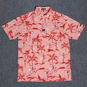 Bad Birdie Ricky Rose Performance Stretch Golf Polo Large Floral Palm Trees